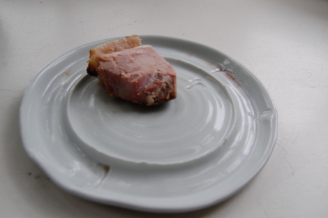 Porcelain plate with ham